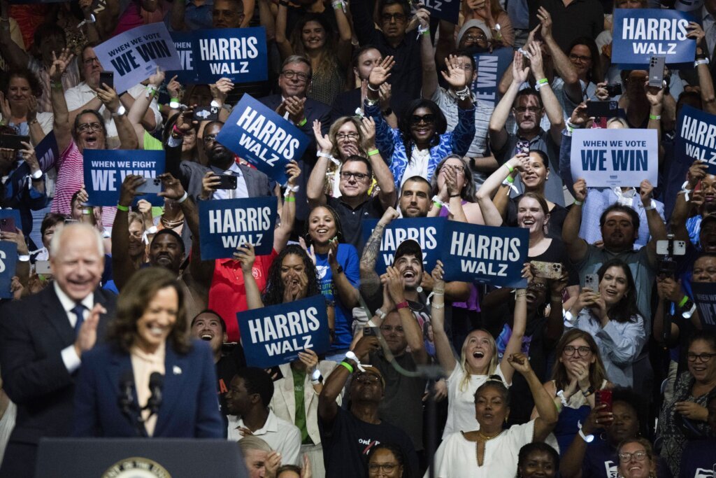 Harris and Walz say they’re ‘joyful warriors,’ narrowly miss tarmac confrontation with Vance