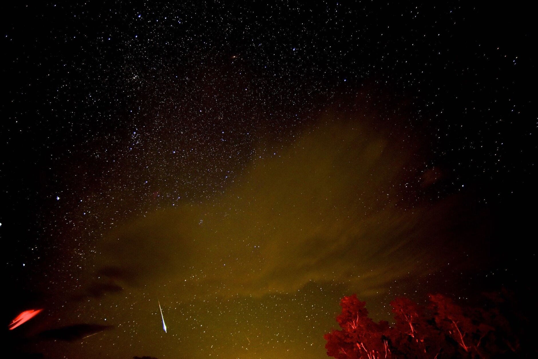 Perseid meteor above Shenandoah National Park