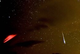 Perseid meteor above Shenandoah National Park