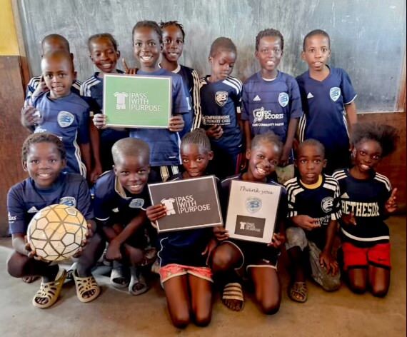 kids in zambia wearing donated jerseys