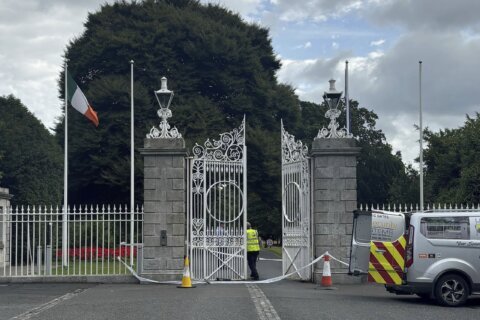 Van driver arrested after crashing into gates outside Irish prime minister’s office in Dublin