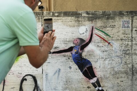 Graffiti celebrating Italian volleyball player Paola Egonu vandalized after Italy wins Olympic gold