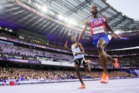 Benjamin of US holds off Tebogo of Botswana to win men’s 4×400 relay at Paris Olympics