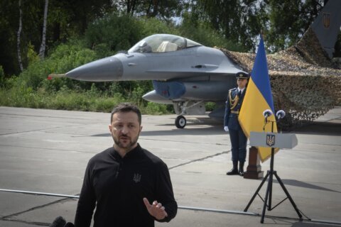 Ukraine’s Zelenskyy displays newly arrived F-16 fighter jets to combat Russia in the air