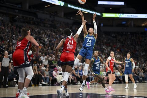 Napheesa Collier scores 17 in return from Olympic break to help the Lynx beat Mystics 79-68