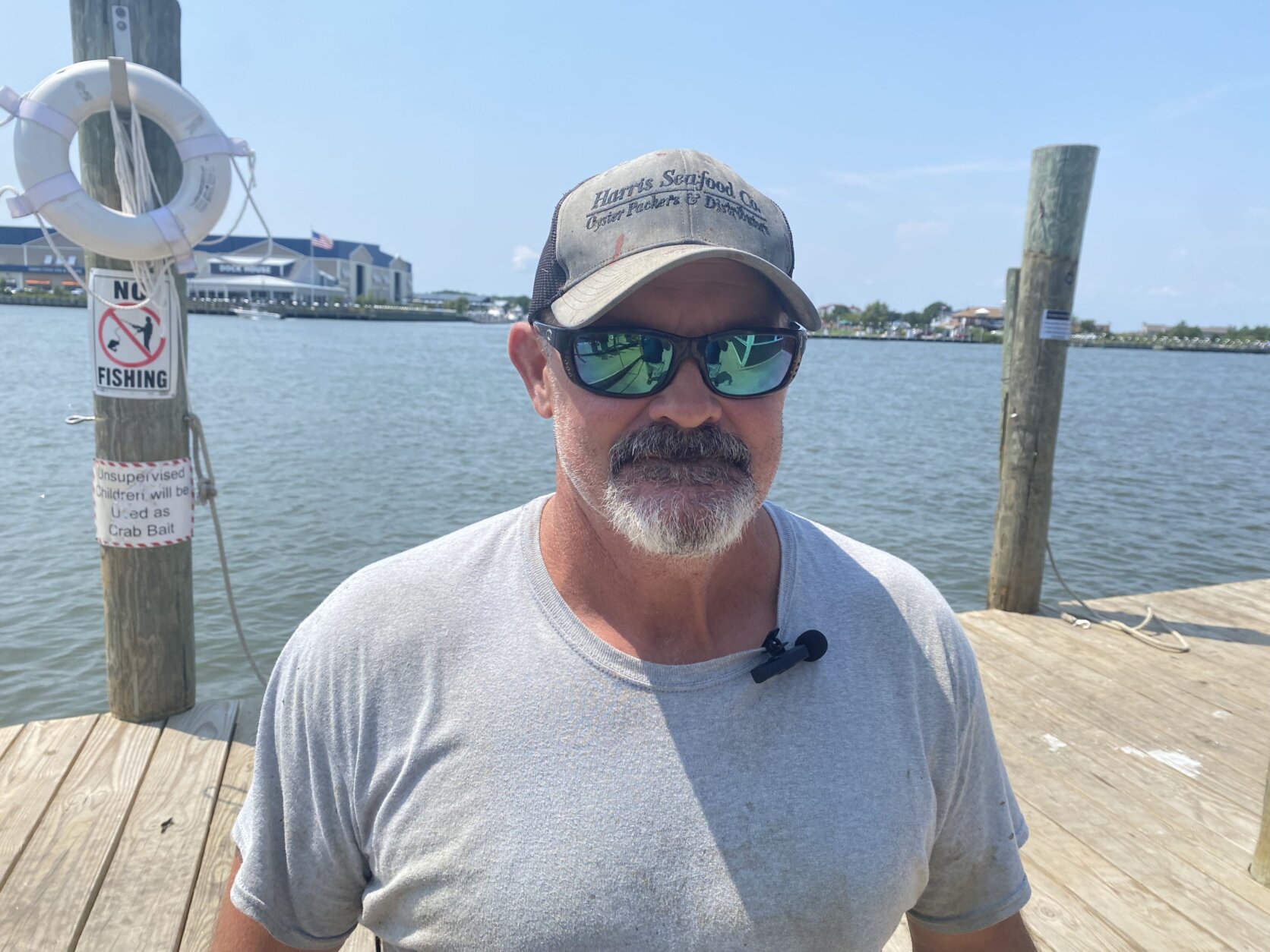 Ian Horney, waterman, on a dock