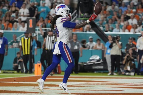 Cook scores 3 TDs to help Bills rout Dolphins 31-10, Tagovailoa leaves with concussion