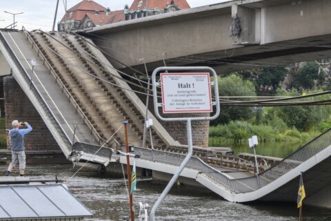 A partial bridge collapse in eastern Germany disrupts traffic. No one was injured