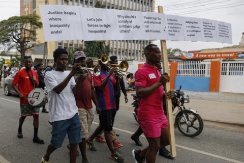 Clad in pink, one heterosexual man protests Ghana’s anti-LGBTQ+ bill