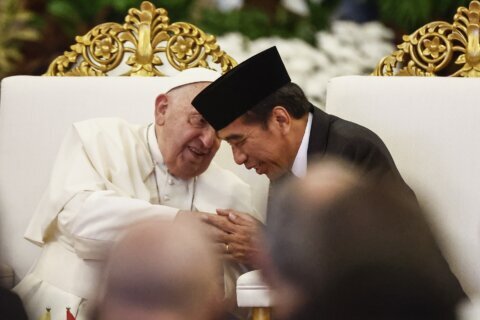 The pope urges Indonesia to live up to its promise of 'harmony in diversity'