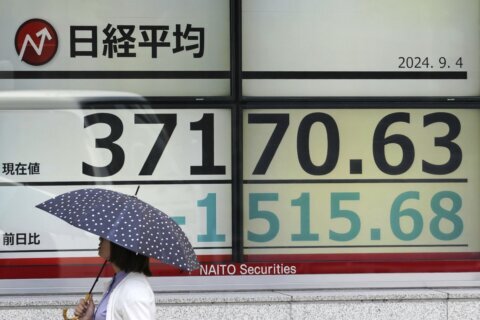 Asian stocks decline, following Wall Street’s drop on worries about the economy