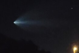 The Crew Dragon spacecraft seen in the sky on Tuesday, Sept. 10, 2024.