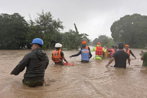 A powerful typhoon is lashing northern Philippine islands