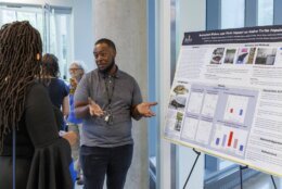 Students present their research at an MOU signing with the U.S. Fish and Wildlife Service between Bowie State University, Alabama A&M and Bethune-Cookman University, Friday, Sept. 27, 2024. (Courtesy Bowie State University) 
