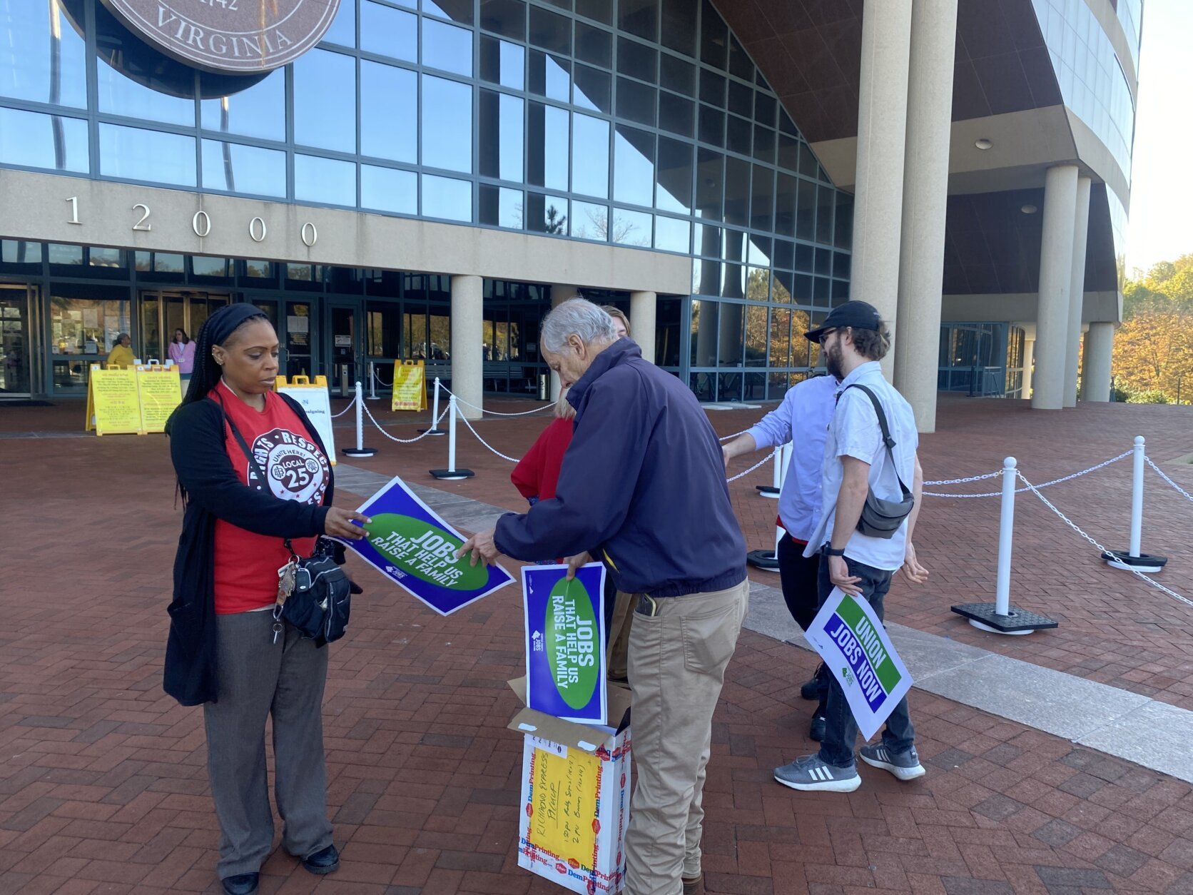 union workers unite with signs