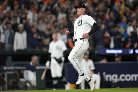 Carpenter plays despite hamstring injury, hits RBI single before Tigers lose Game 5 to Guardians