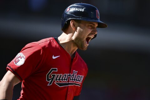 Lane Thomas hits 3-run homer, Cleveland’s bullpen torments Tigers as Guardians win ALDS opener 7-0