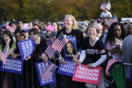 Supporters of Democratic presidential nominee Vice President Kamala Harris arrive to attend a campaign rally in Washington Tuesday, Oct. 29, 2024. (AP Photo/Ben Curtis)