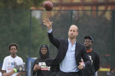 Royal arm: Prince William tries his hand at flag football in NFL event with kids in London