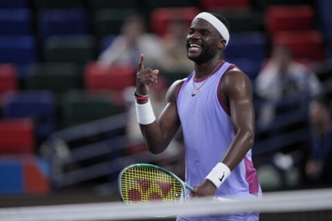 Frances Tiafoe yells a string of curses at a Shanghai Masters chair umpire after a loss