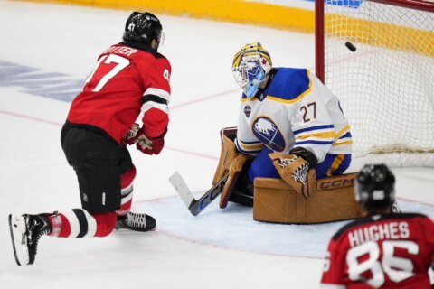 Cotter scores as Devils beat Sabres 3-1 to sweep season-opening series in Prague