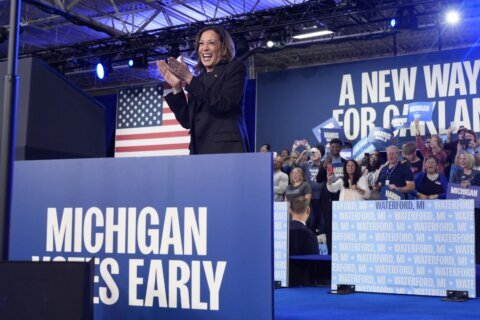 Harris is making a campaign push in Michigan and Georgia, with assists from singers Lizzo and Usher