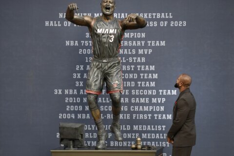 Heat unveil statue of Dwyane Wade outside the front of team’s arena