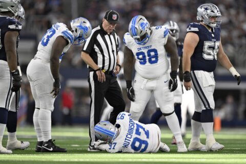 Lions pass rusher Aidan Hutchinson needs surgery after injury to left tibia vs. Cowboys