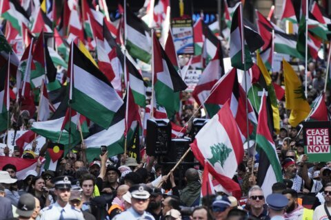 Pro-Palestinian and pro-Israeli crowds rally across the world on the eve of Oct. 7 anniversary