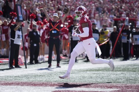 No. 16 Indiana routs Nebraska 56-7 to stay unbeaten; Rourke injures hand and misses 2nd half