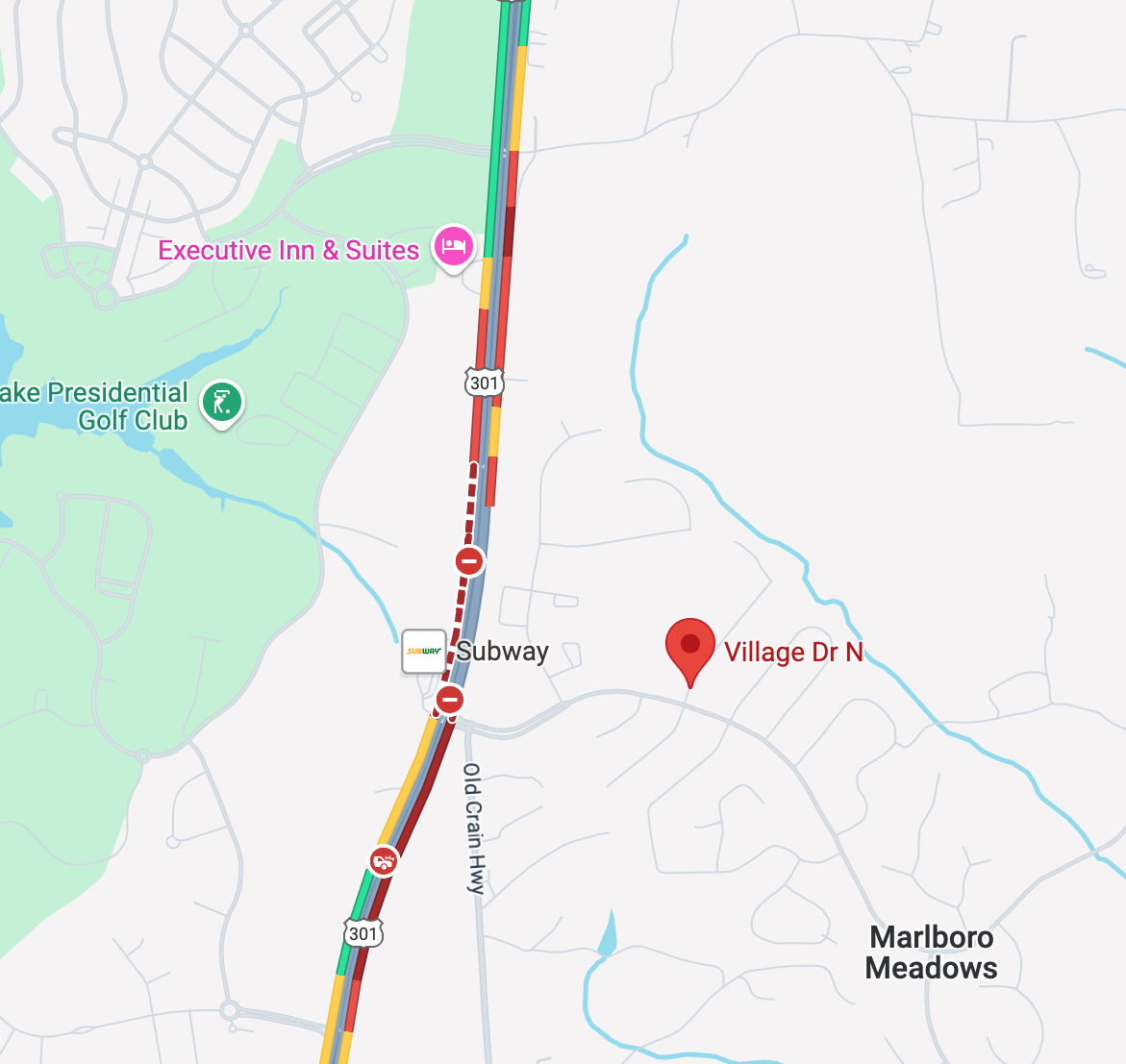 Map of Upper Marlboro crash