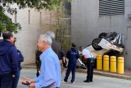 parking garage crashed car