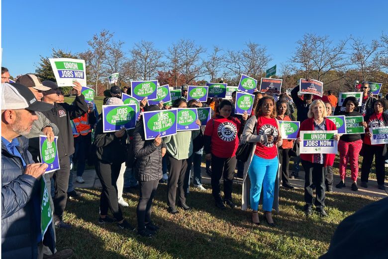 union workers unite with signs