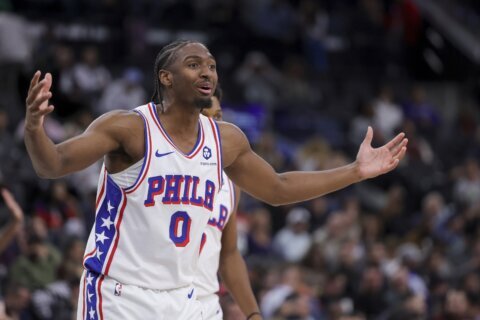 76ers’ All-Star guard Tyrese Maxey out with hamstring injury, AP source says