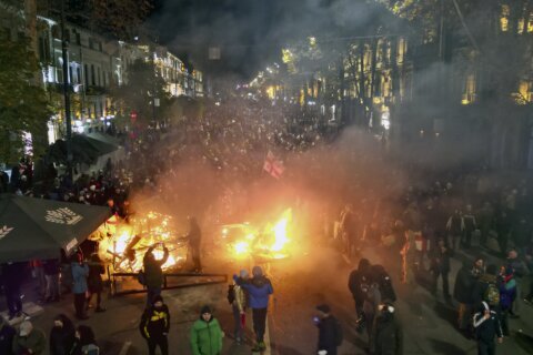 Georgian protesters and police clash after prime minister suspends talks on joining the EU