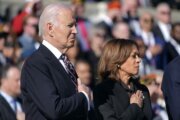 Biden and Harris appear together for the first time since she lost the election to Trump