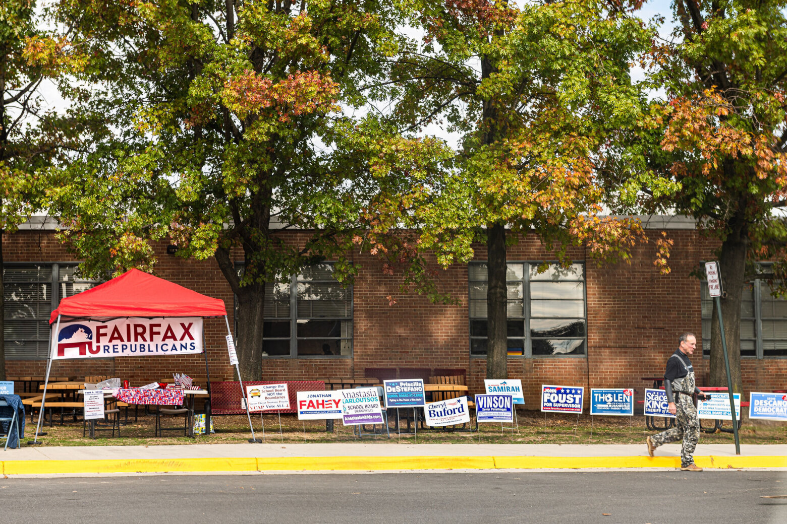 political signs outside of a high school