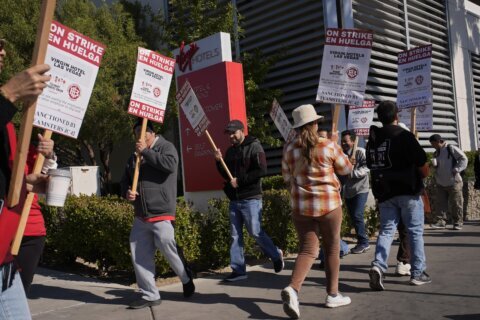 Strike by workers at a casino near the Las Vegas Strip enters 2nd day