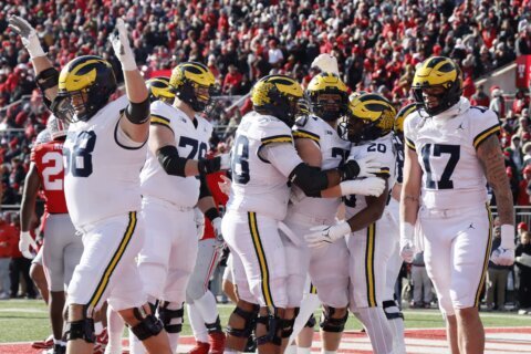 Michigan upsets No. 2 Ohio State 13-10 for Wolverines’ 4th straight win in the bitter rivalry