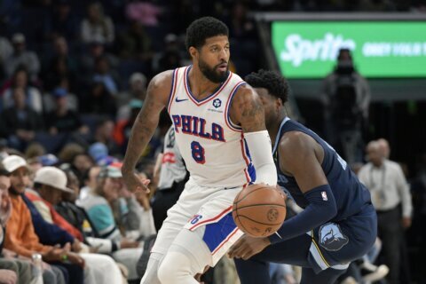 76ers’ star Paul George sidelined the next 2 games with bone bruise in left knee