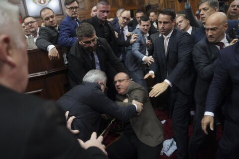 Scuffles in Serbian parliament amid accusations over fatal rail station roof collapse