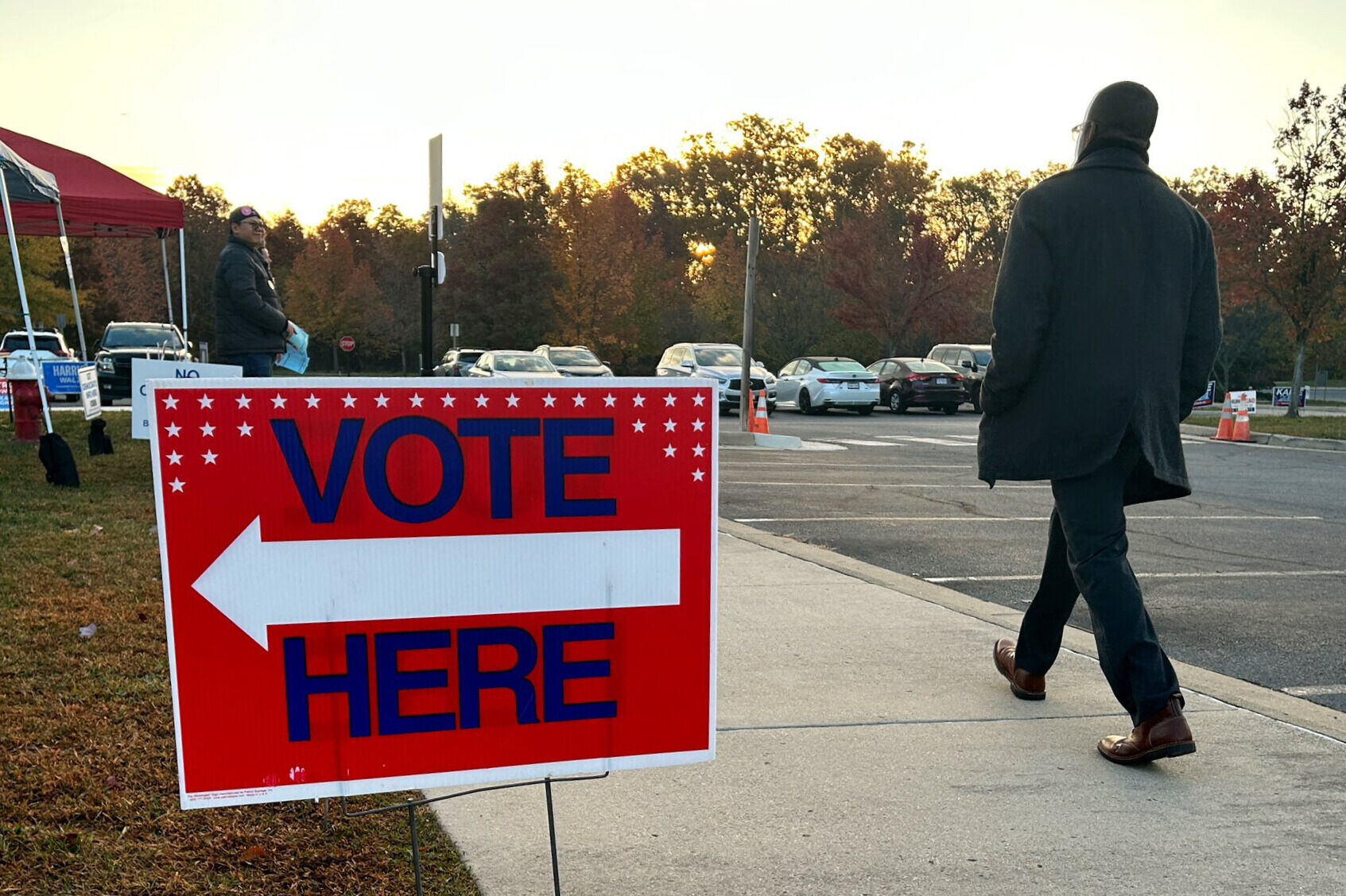 Voter walks to his polling station