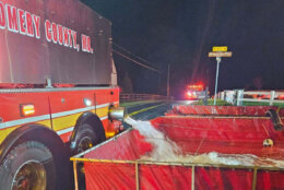 Water seen flowing from a tanker truck