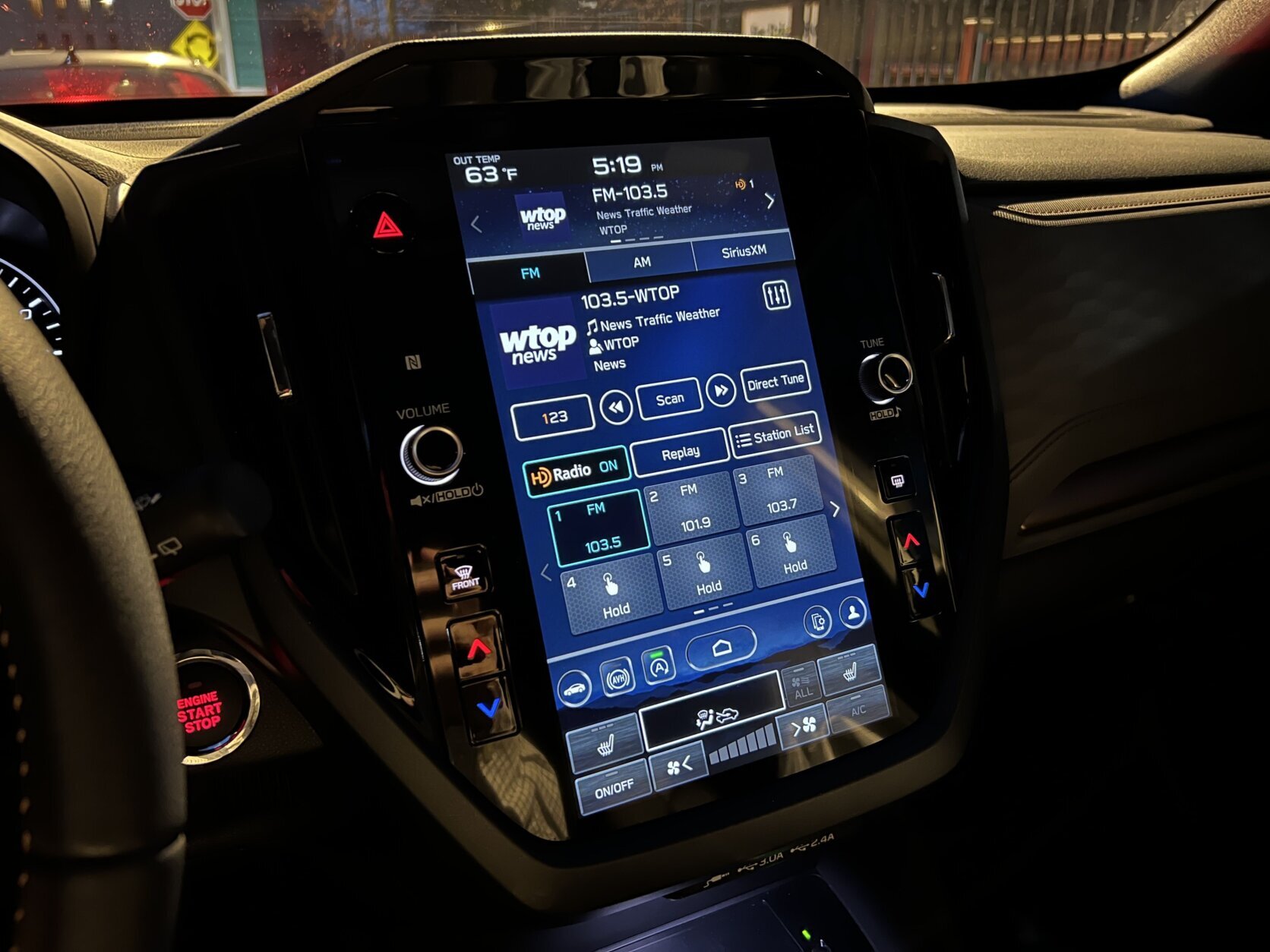 Interior of the Subaru Forester