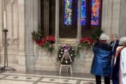 Dozens honor President Woodrow Wilson's birthday in wreath-laying ceremony