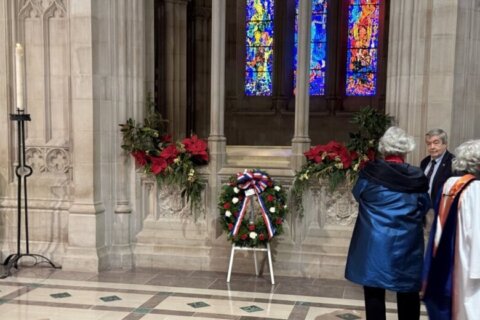 Dozens honor President Woodrow Wilson’s birthday in wreath-laying ceremony