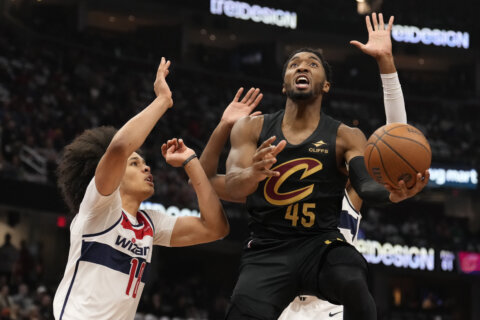 NBA-leading Cavaliers beat Wizards 118-87, extending Washington’s losing streak to 15