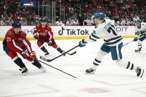 Eklund scores in OT, Sharks beat Capitals 2-1 for their 3rd win in a row