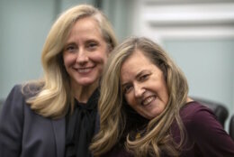 Rep. Abigail Spanberger, D-Va., left, and Rep. Jennifer Wexton, D-Va., pose for a portrait on Capitol Hill, Wednesday, Dec. 4, 2024, in Washington. (AP Photo/Mark Schiefelbein)