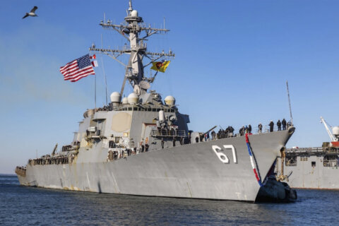 Sailors greeted with tears and cheers as USS Cole returns to home port ahead of Christmas